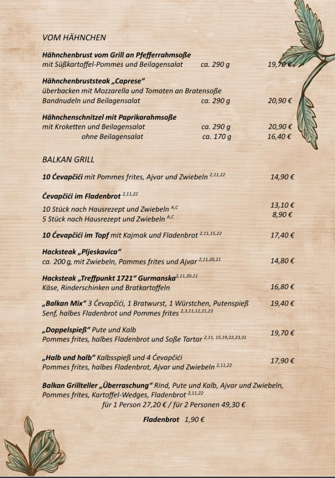 Hähnchen und Balkan Grill